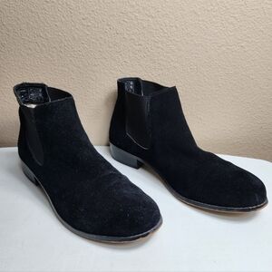 Lands End Womens |11B| Black Suede Chelsea Block Heel Boots